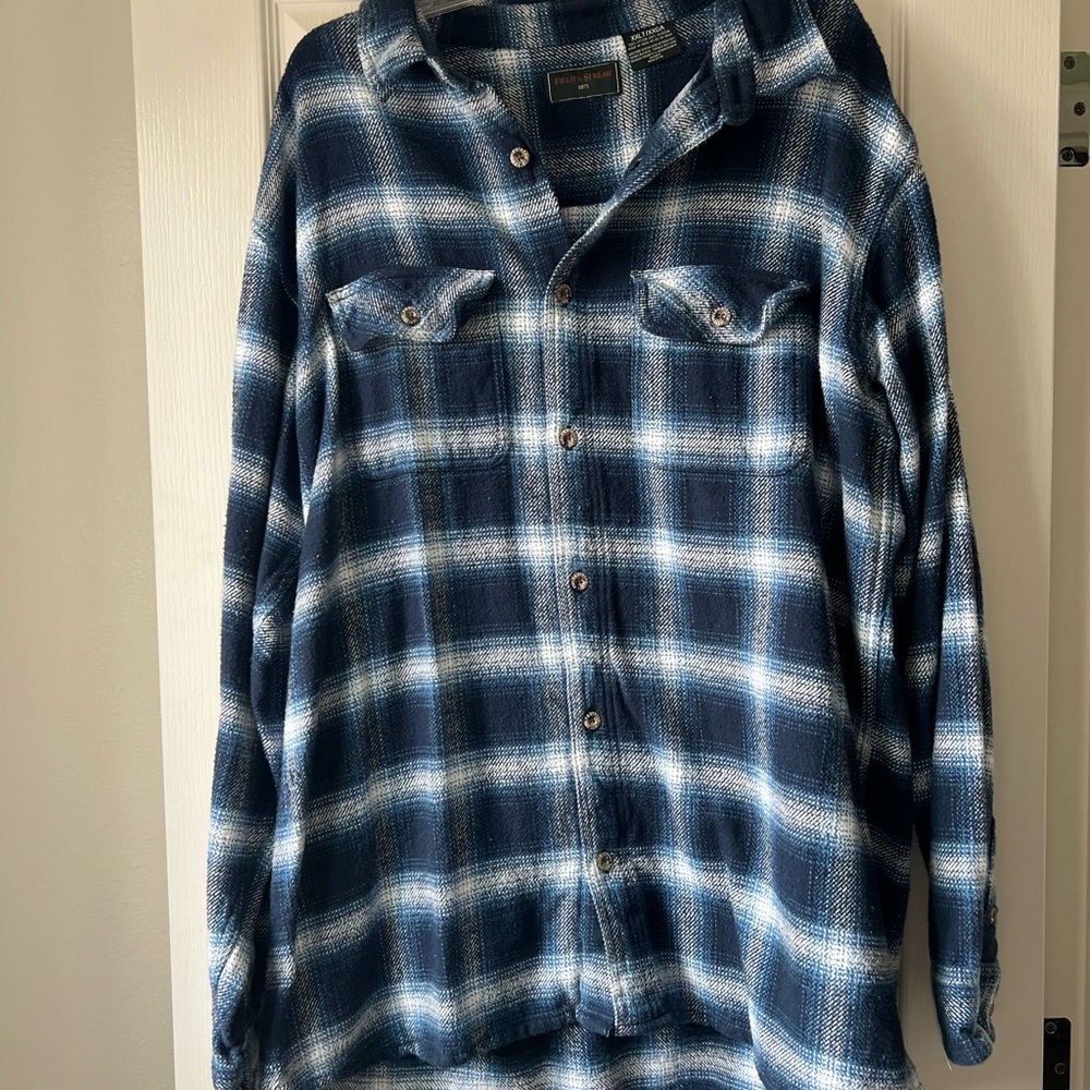 Field & Stream heavyweight Blue Plaid Flannel Shirt